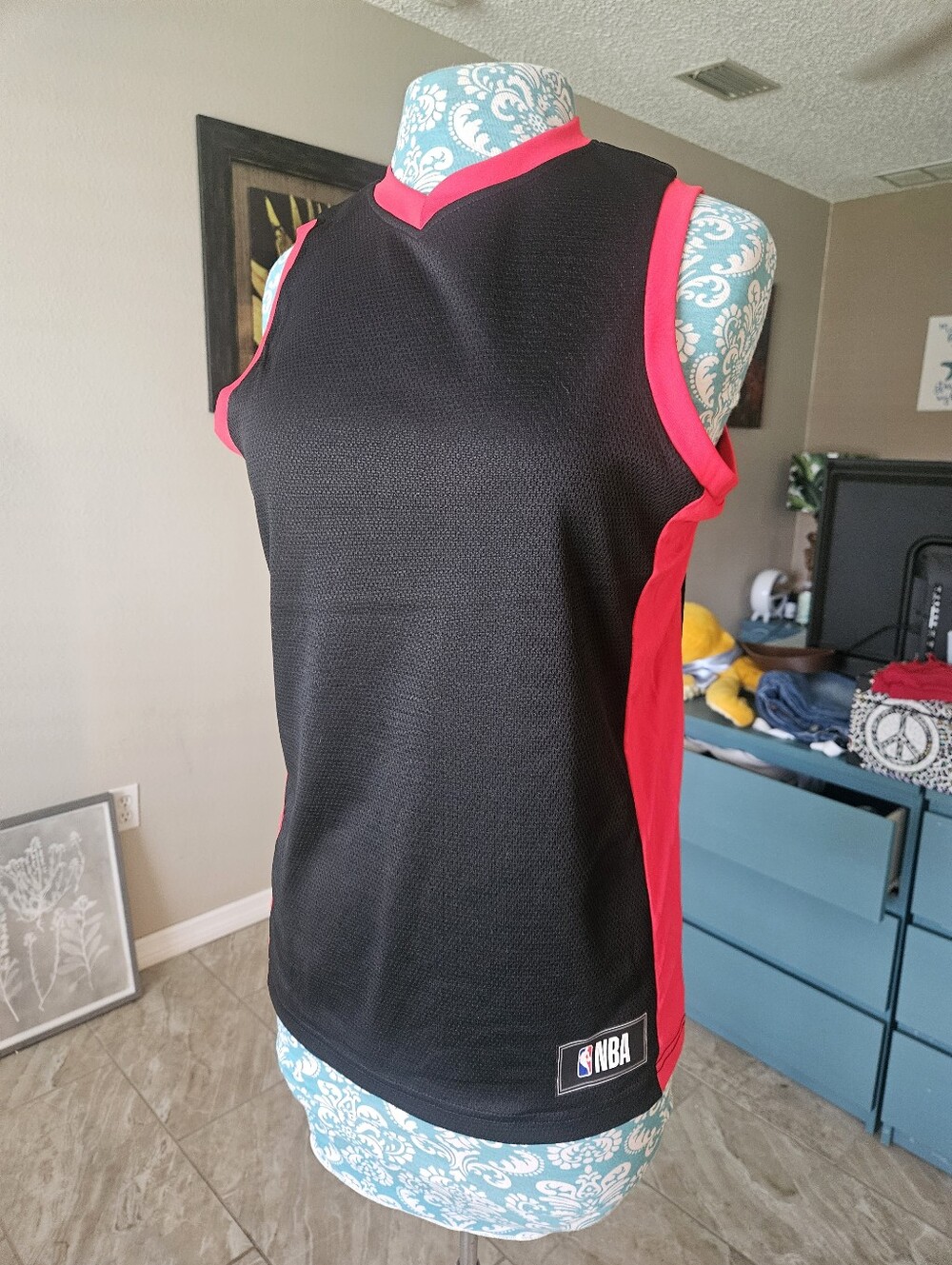 NBA Black, Red & White Sleeveless Basketball Jersey - TX3 Cool
